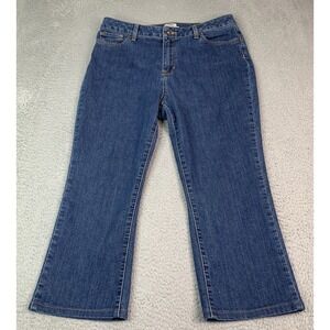 L.L. Bean Jeans Womens Size 14 Classic Fit Blue Cropped Pants Cotton Blend